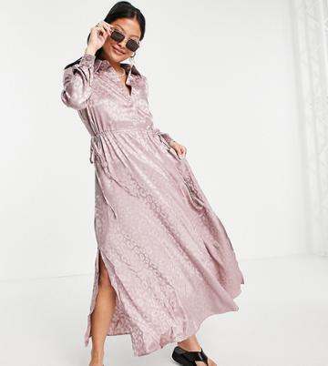 Urban Threads Petite Midi Dress In Champagne Jacquard-neutral