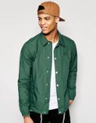 Pull & Bear Coach Jacket In Green With Poppers - Green