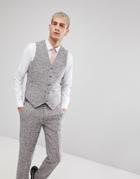 Asos Skinny Suit Vest In Pink Flecked Wool Blend