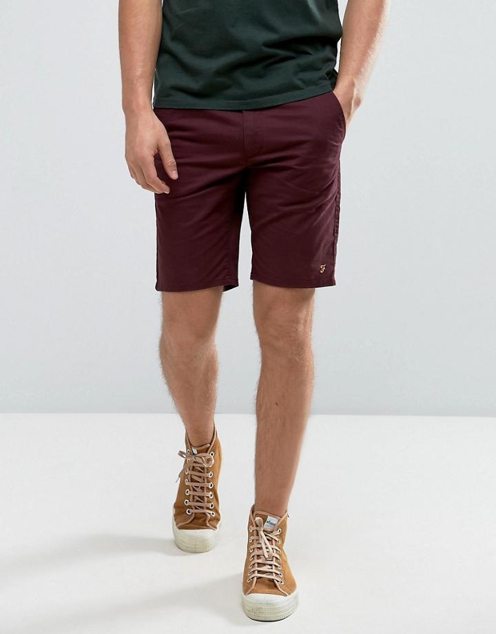 Farah Hawk Straight Chino Shorts In Bordeaux - Red