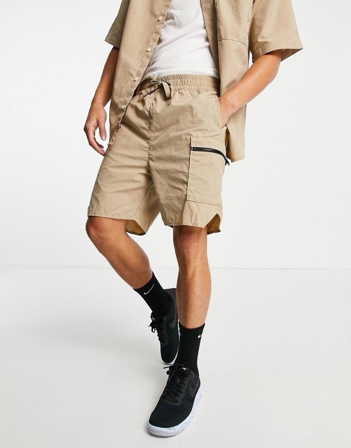 Jack & Jones Core Nylon Short With Pocket In Beige - Part Of A Set-neutral