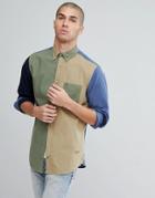Tommy Hilfiger Color Block Regular Fit Shirt In Green/beige - Multi