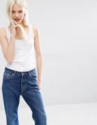 Monki Button Down Tank Top - White