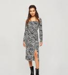 Miss Selfridge Petite Midi Dress In Animal Print-brown