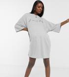 Asos Design Maternity Exclusive Oversized T-shirt Dress In Gray With Sweet Baby Slogan-grey