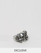 Relcaimed Vintage Multi Skull Ring - Silver