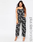 Praslin Plus Jumpsuit In Floral Print - Black