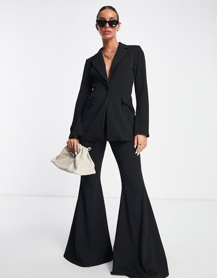 Asos Design Jersey Super Flared Suit Pants In Black