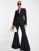 Asos Design Jersey Super Flared Suit Pants In Black