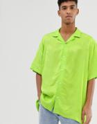 Asos Design Oversized Neon Snake Print Shirt - Green
