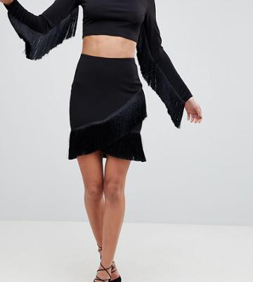 Flounce London Fringe Mini Skirt - Black