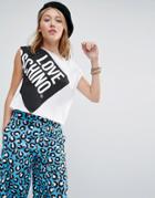 Love Moschino Big Logo Print Crop Top - White