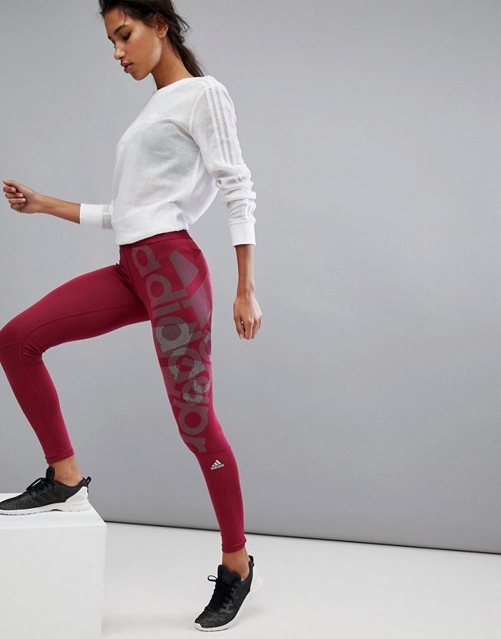Adidas Training Tight In Burgundy - Purple