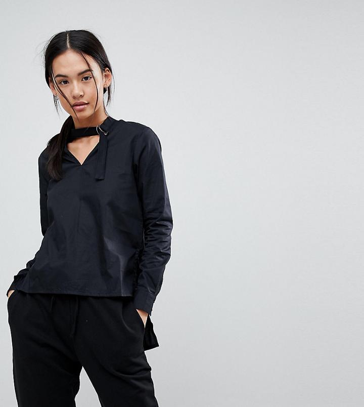 Noisy May Woven Shirt With Hi Lo Hem - Black