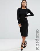 Asos Petite Long Sleeve Bodycon Midi Dress - Black