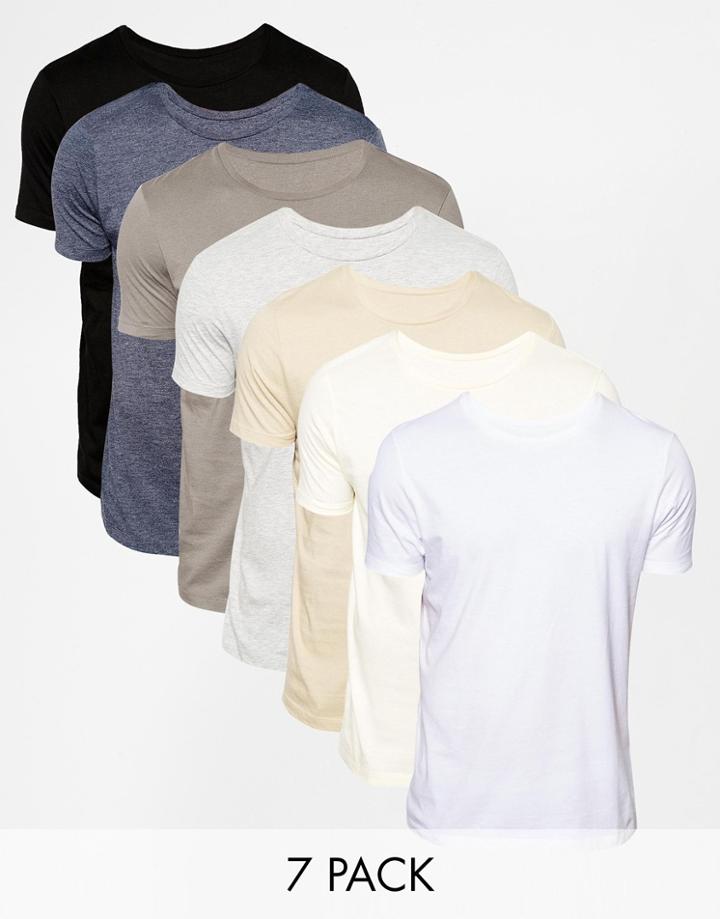 Asos T-shirt With Crew Neck 7 Pack Save 24%