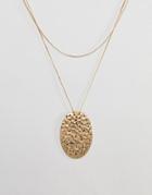 Pilgrim Gold Plated Hammered Disc Necklace - Gold