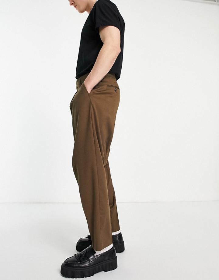 Asos Design Oversized Tapered Smart Pants In Rust-brown