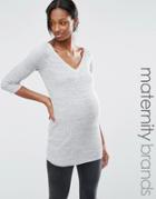 New Look Maternity V Neck Sweater - Gray