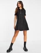 Whistles Zip Front Linen Mini Dress In Black