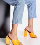 Simmi London Cecilia Mules With Structured Heel In Orange Pu