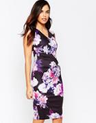 Jessica Wright Erin Cross Front Floral Pencil Dress - Multi Floral