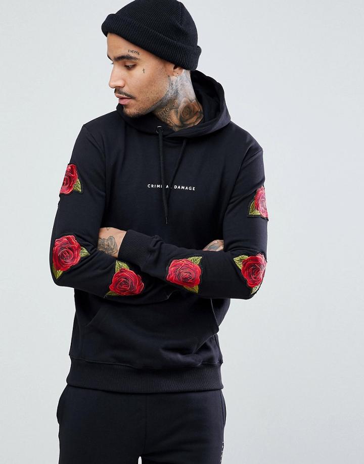 Criminal Damage Muscle Rose Hoodie - Black
