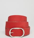 Retro Luxe London Extra Long Red Leather Belt - Red