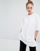 Monki Longline Polka Dot Top - White