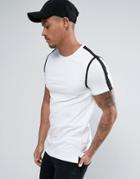 Asos Longline Muscle T-shirt With Monochrome Piping - White