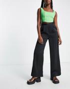 Lola May Satin Wide Leg Pants In Black - Part Of A Set
