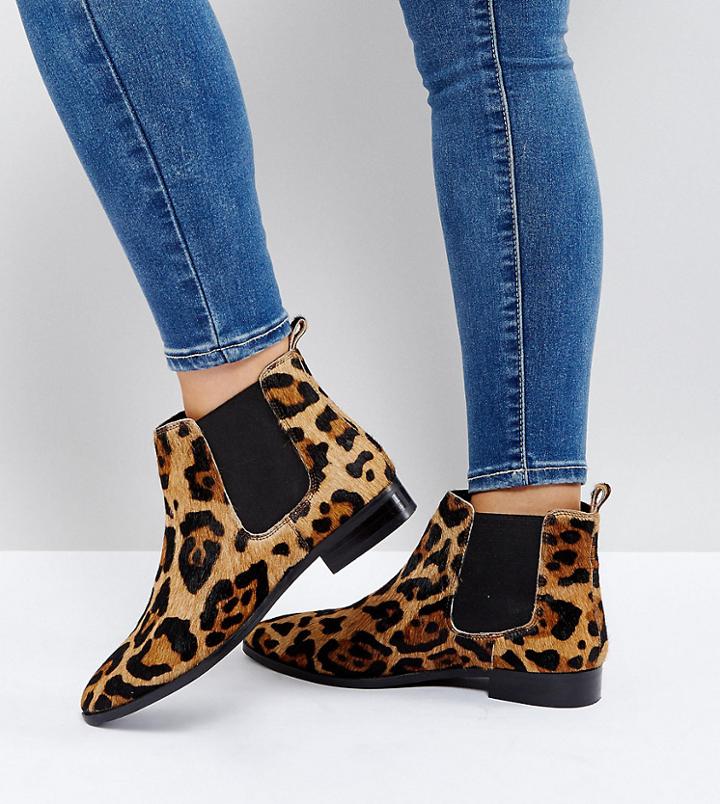 Asos Automatic Wide Fit Leather Chelsea Boots - Multi