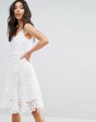 Qed London Crochet Skater Dress - Cream