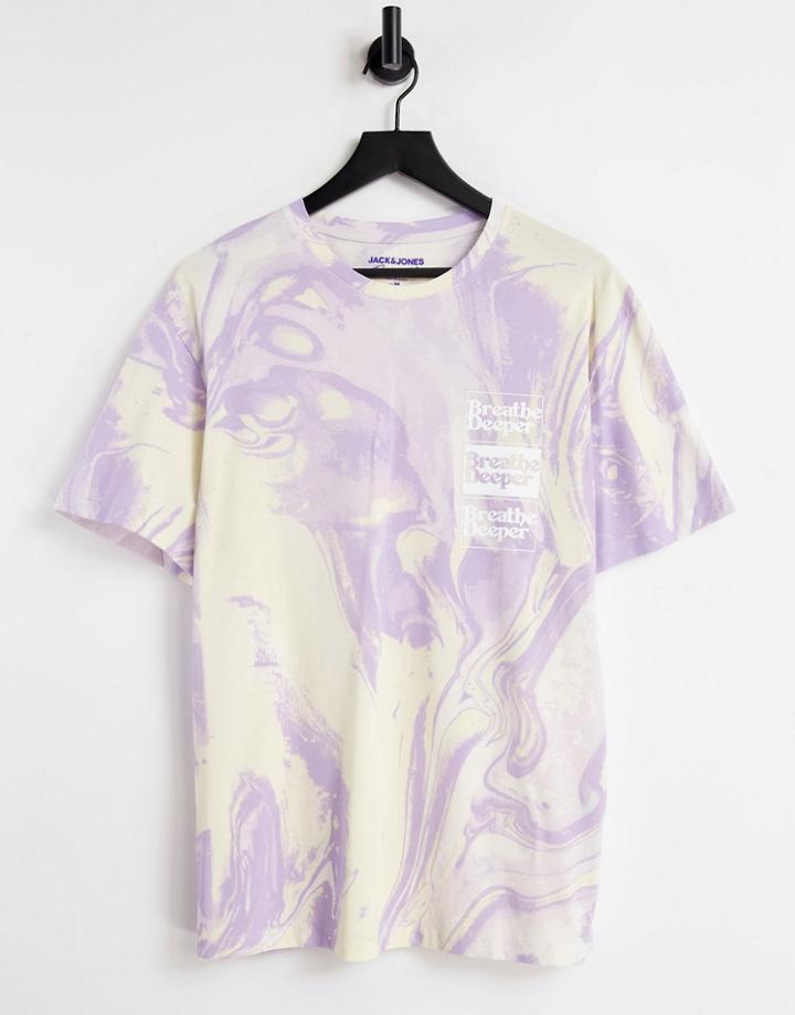 Jack & Jones Originals Set Oversized Tie Dye T-shirt In Lilac-purple