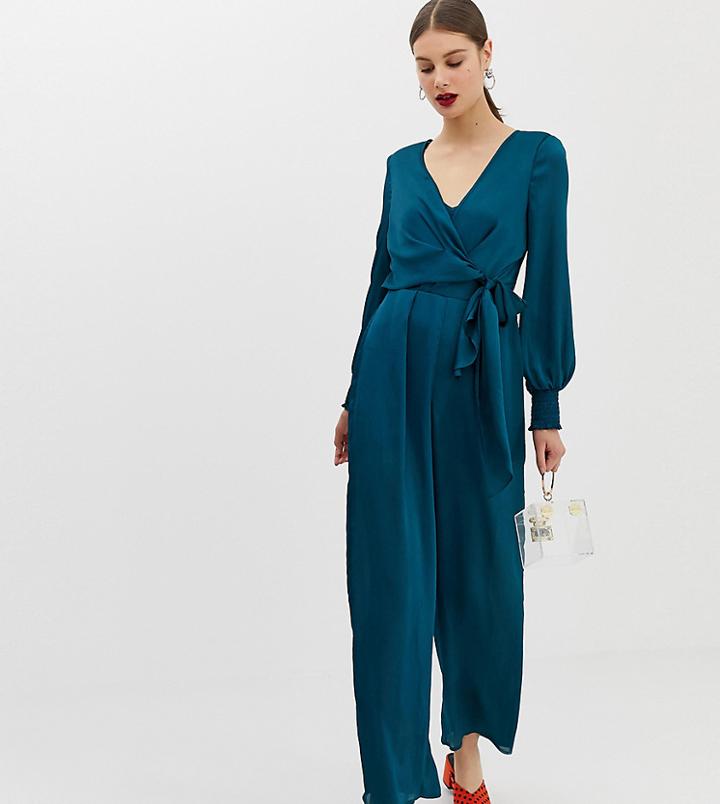 River Island Jumpsuit With Shirred Detail In Teal - Blue