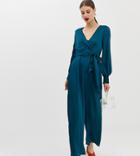 River Island Jumpsuit With Shirred Detail In Teal - Blue