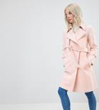 Asos Petite Bonded Trench With D-rings - Pink