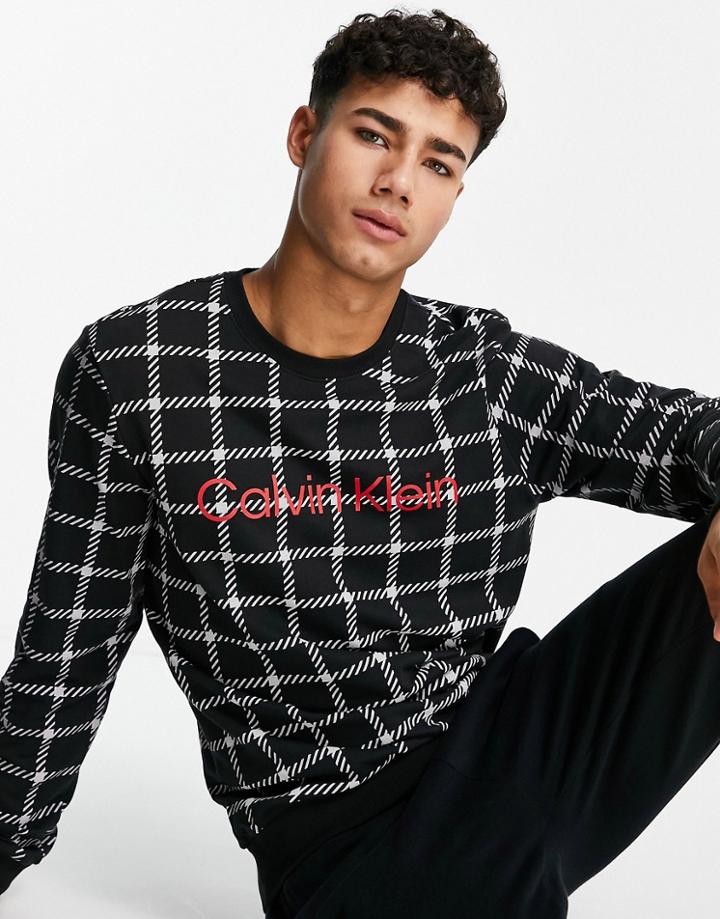 Calvin Klein Lounge Sweatshirt In Black Grid Check