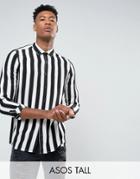 Asos Tall Regular Fit Monochrome Stripe Shirt - Black