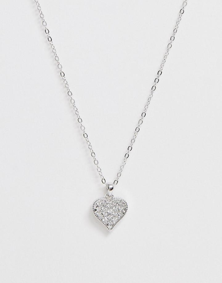 Ted Baker Silver Pave Crystal Heart Necklace