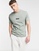 Jameson Carter Matte Leather Patch T-shirt In Olive-green