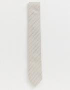 Twisted Tailor Linen Tie In Stone Stripe - Stone