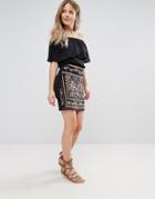 Parisian Embroidered Skirt - Black