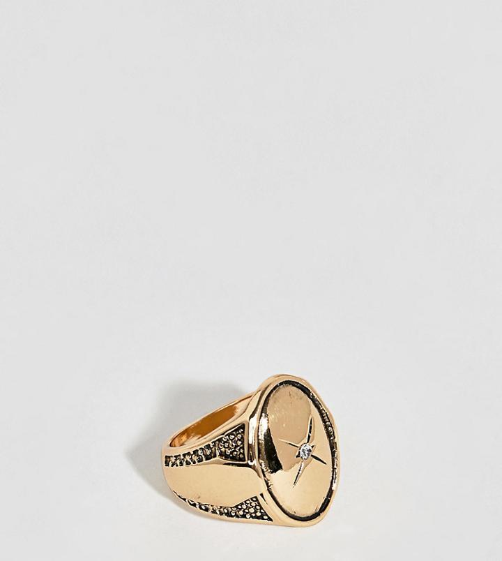 Uncommon Souls Chunky Engraved Signet Ring - Gold