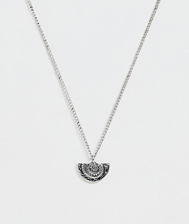 Asos Design Shell Pendant Necklace In Silver Tone - Silver