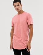Jack & Jones Originals Longline Curved Hem T-shirt In Pink - Pink