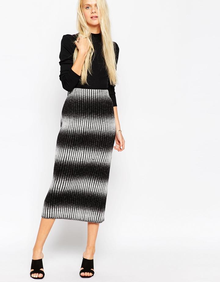 Asos Midi Skirt In Chunky Knitted Rib