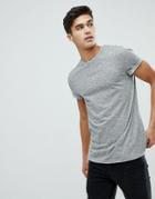 Asos T-shirt In Twisted Jersey Textured Fabric With Roll Sleeve - Gray