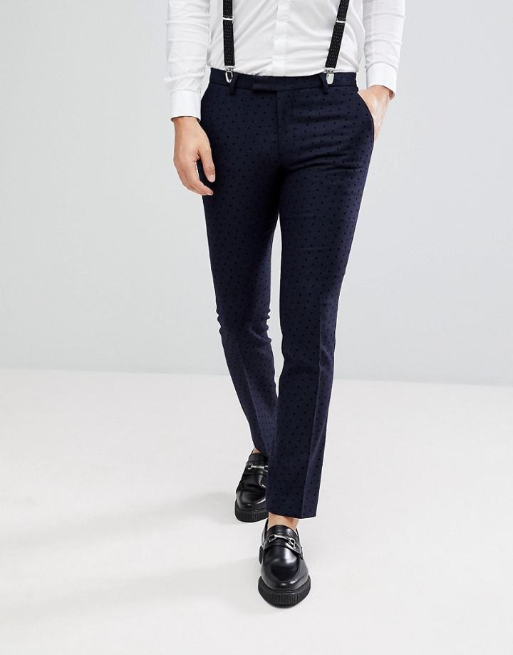 Noose & Monkey Super Skinny Pants With Stars - Navy