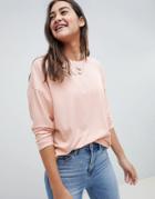 Asos Design Long Sleeve T-shirt With Batwing In Pink - Pink